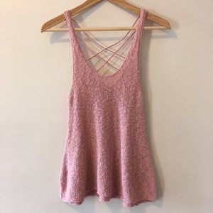 CLOSET CLEAR OUT SALE - Knit halter top with criss cross back detail